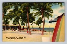 Miami FL-Florida, Key Biscayne Cabanas Crandon Park, Antique Vintage Postcard picture