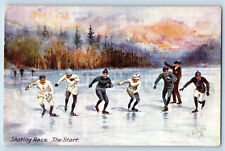 Canada Postcard Skating Race Starting Line Winter Sports c1910 Oilette Tuck Art picture