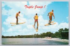 Cypress Gardens Florida, Aquamaids Water Skiers Triple Jump, Vintage Postcard picture