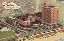 Atlantic City NJ New Jersey, Chelsea Hotel Aerial View Beach, Vintage Postcard picture