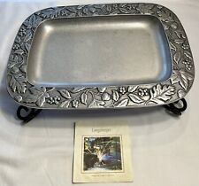 Longaberger 2001 Falling Leaves Pewter Tray or Platter w/W.Iron Orig. Stand -USA picture