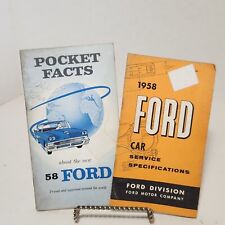 1958 FORD CAR SERVICE SPECIFICATIONS MANUAL and 1958 FORD POCKET FACTS ORIGINAL picture