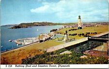Plymouth Massachusetts Bathing Pool & Smeaton Tower Scenic Chrome Postcard picture