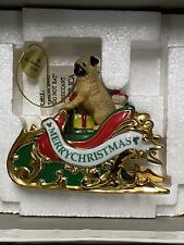 First Anual Danbury Mint Pug in Sleigh Christmas Ornament picture