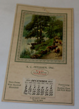 1934 A.C. Petersen Milk Cow Print Calendar Browsing by Road & Stream FRED EDGARS picture