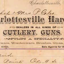 1894 Scarce Charlottesville Hardware Cutlery Guns Ammo Stoves VA Letterhead  picture