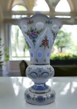 Bohemian Blue Crystalex Decorative Vase Porcelain overlay Czech Republic 8.5”x5” picture