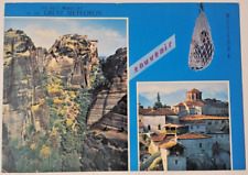Meteora Monastery in Greece Rock Formation Mountain Postcard Vintage Unposted picture
