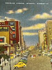 H4 Postcard Downton Douglas Avenue Wichita Kansas Linen picture