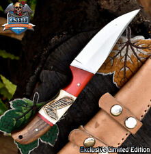 CSFIF Hand Forged Skinner Knife ATS-34 Steel Bone and Wood Wooden Bolster Hunter picture