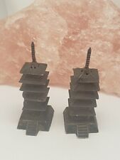 ANTIQUE 950 SILVER CHINESE PAGODA SALT AND PEPPER SHAKERS 2 SET picture