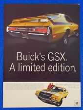 1970 BUICK GSX ORIGINAL MUSCLE CAR COLOR PRINT AD CLASSIC GM STYLE & PERFORMANCE picture