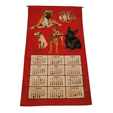 1974 Cotton Calendar Dogs Boxer Corgi Terrier Alsatian 28x16
