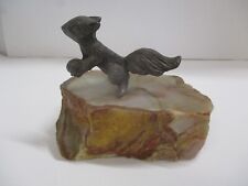 Vintage Mid Century 1974 Marvin Wernick Co Metal Squirrel Standing on Stone picture