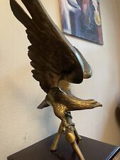 Large Solid Brass Soaring eagle From Branch Bird Statue  Figurine Sculpture L25” picture