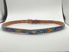 Vintage 1970s Beaded Native American Belt Size 37 Inch Belt Buckle To End picture