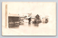 RPPC Uknown Harbor Waterfront Village Buildings Real Photo Postcard picture