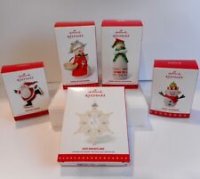 Hallmark Christmas Ornaments Lot of Five - Snowmen Snowflake and Santa 2013-2017 picture