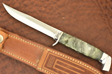 VINTAGE CASE TESTED XX USA 1920-40 GREEN CELLULOID FIXED BLADE KNIFE NICE (16352 picture