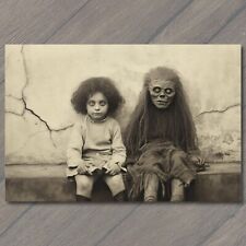 POSTCARD Weird Creepy Vintage Vibe Girls Masks Halloween Cult Unusual Scary picture