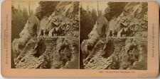 Horse riders on the Trail , Yosemite California Vintage Photo Stereoview , 1894 picture