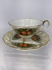 Vintage Victoria Ceramics Japan Collector Tea Cup And Saucer Set Apple picture