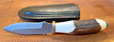 Vintage (1997) Ken Largin Kelgin Stag Handle Damascus Knife w/sheath--1202.24 picture