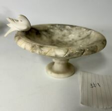 Hand Carved Italian Bird Bath Alabaster Marble Pedestal & 1 Removable Doves picture
