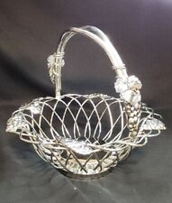 Godinger Silver Art Fruit Basket GSA Silver-Plate Grape Leaf Design MCM Vintage picture