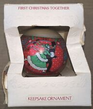 NEW HALLMARK FIRST CHRISTMAS TOGETHER 1981 GLASS CHRISTMAS ORNAMENT BALL W/BOX picture