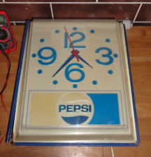 Vintage 1970s Pepsi-Cola Lighted Wall Clock 16x13 Soda Advertising Sign Merritt picture