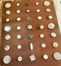 Antique Three Cards of MOP or Shell Buttons w Large Variety About 100 picture