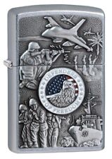 Zippo 24457,  Joined Forces, Emblem, Satin Chrome Finish Lighter picture