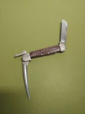 Vintage-CAMILLUS Sailor Boat Knife with Marlin Spike Brown Jigged Delrin. USA. picture