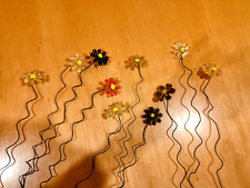 VTG Lucite Acrylic Flowers Wire Stems 10 LOT ORANGE YELLOW MOD MCM Bouquet Craft picture