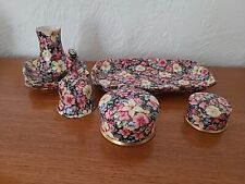 Vintage Royal Winton Florence Trinket Boxes / Vase / Dressing Table Trays Bell picture