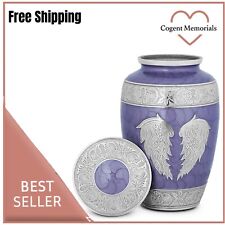 Heavenly Peace Purple Wings of Love Large Cremation Urn for Human Ashes & bag picture