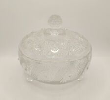 Vintage Candy Dish Bowl With Lid Clear Glass 3 Footed Marked AVON picture