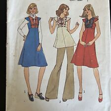 vintage 70s Simplicity 7699 Front Tie Dress Jumper or Top Sewing Pattern 12 CUT picture