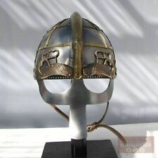 Medieval Vended Viking Helmet Knight Brass Embossed Design Steel Handmade Gift picture