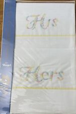 Vintage Riegel His Hers Two Pillowcase Gift Set In Box Multi Color Wedding Gift picture