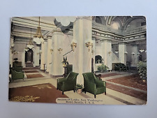 vintage postcard new washington hotel section of lobby seattle 1914 posted stamp picture