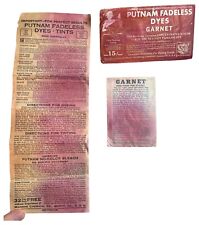 Vintage Advertising Putnam Fadeless Dye Red Original Package And Instructions picture