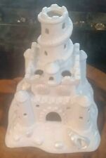 Vintage PARTYLITE Candle Holder Sand Castle Bisque Porcelain White Tealight  picture