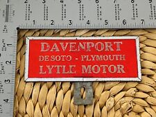 1940 Era Davenport Iowa Desoto Plymouth License Plate Topper Sign Garage Dealer picture