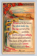 1910 JOHN WINSCH Thanksgiving Wishes Poem Goldenrod Flowers Religious Postcard picture