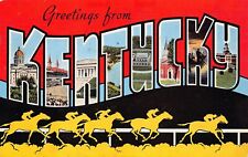 Kentucky Large Letter Frankfort State Capitol Churchill Downs Vtg Postcard A31 picture
