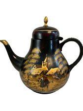 Kurz-Tiel Holland Dutch Hand Painted Lacquered  Rare Pewter Tea Pot Signed picture