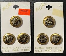 Vintage Le Chic Buttons 6 Count Gold 19mm #1328 picture
