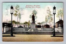 Chicago IL-Illinois, McKinley's Monument, McKinley Park, Vintage c1908 Postcard picture